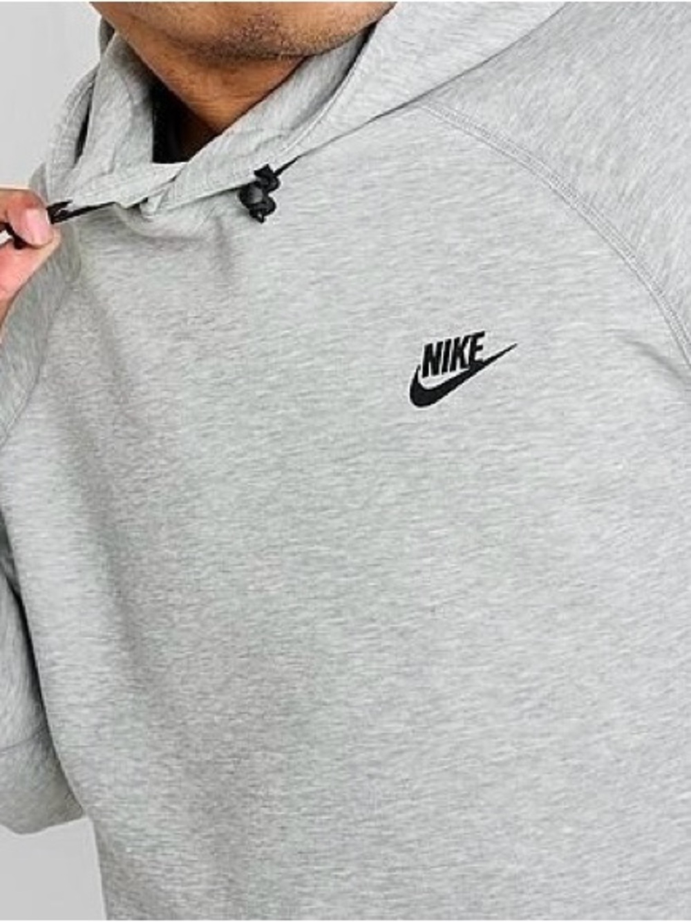 Nike Light Gray Pullover Hoodie with Red Logo Patch